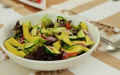 Baked Garlic Trout Over Market Salad